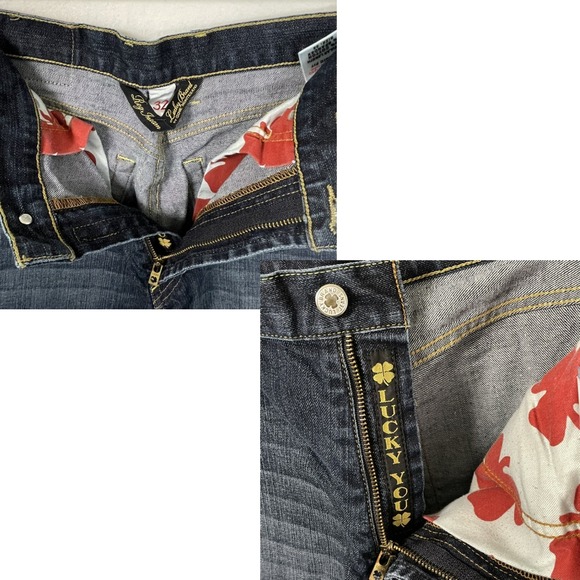 Lucky Brand Dungarees Men Size 32 Classic Fit Dark Wash Straight Leg Jeans - Picture 10 of 12